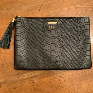 GIGI New York Uber Black Embossed Python Leather Clutch